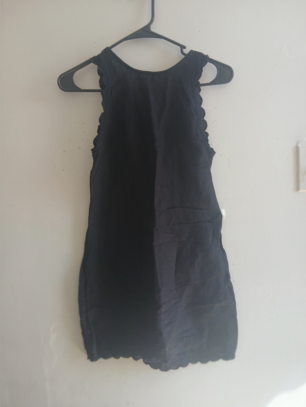 Anthropologie Black Scallop-Edge Sleeveless Mini Dress